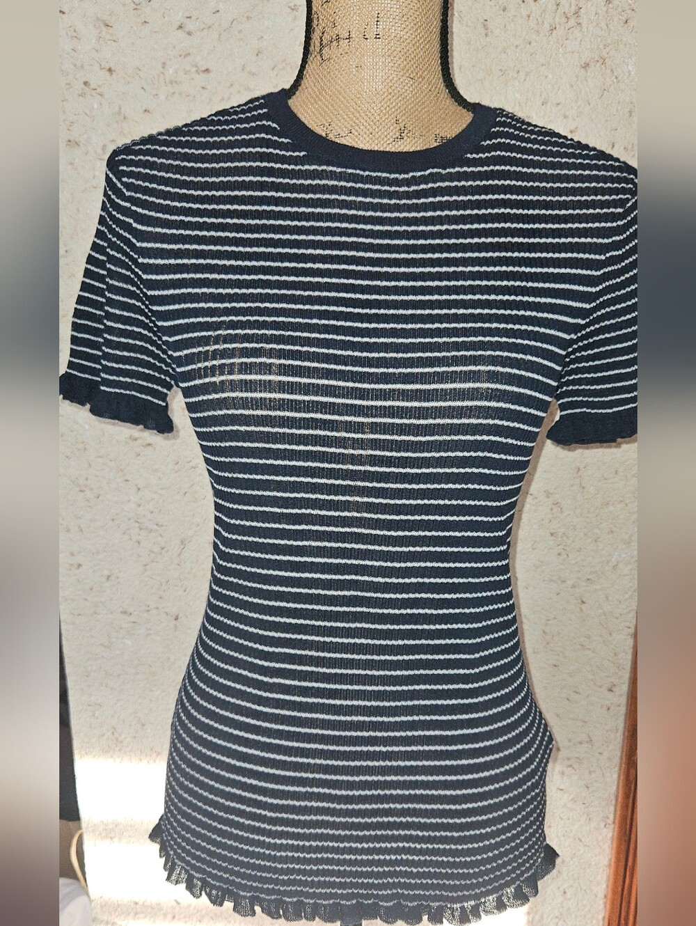 Brand New With Tag Stripe Shirt Navy Blue And White. Zara. Medium.